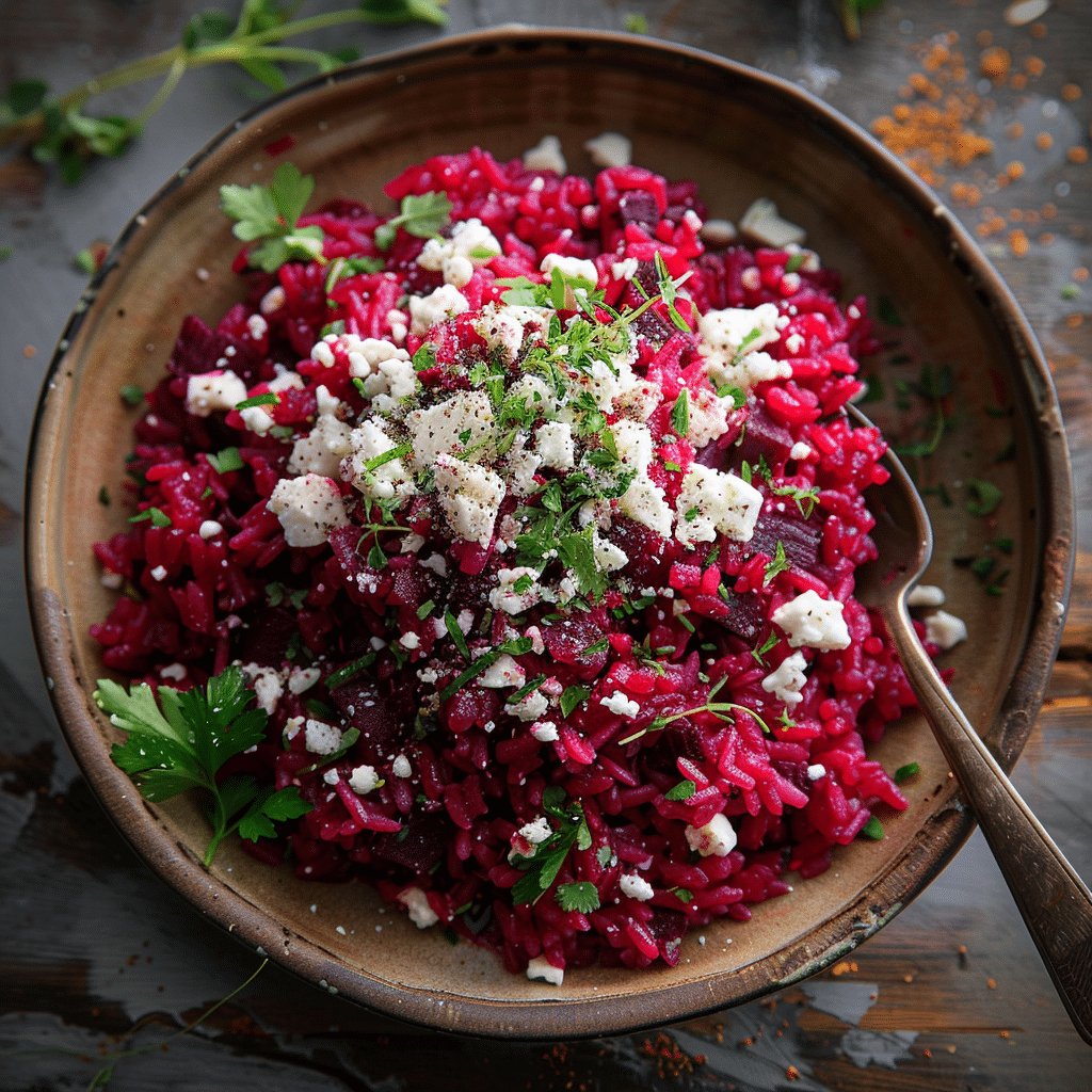 Vibrant Beetroot Rice with Feta Crumble - Recipe Image