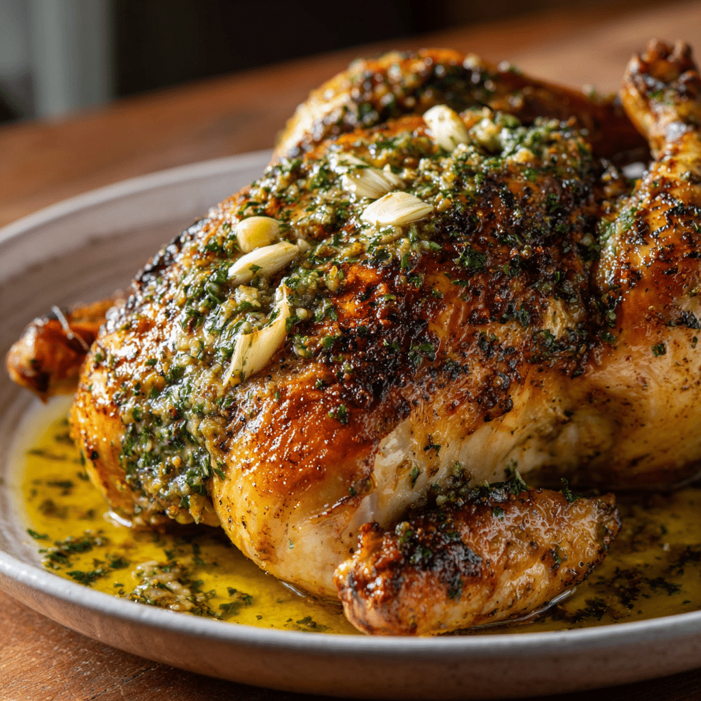 Herb-Crusted Roast Chicken with Garlic Butter Recipe - Recipe Image