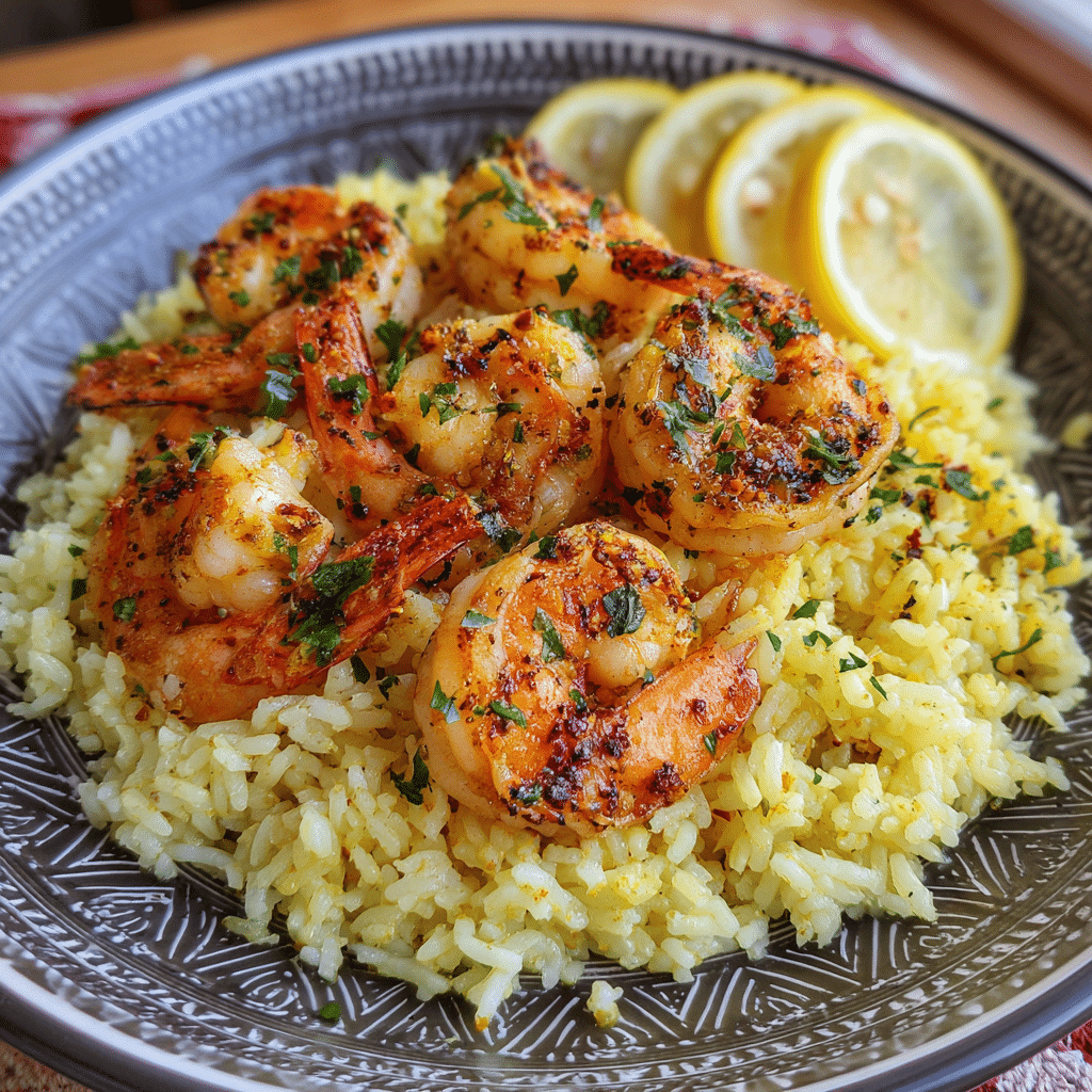 Garlic Butter Shrimp & Lemon Rice Recipe - Recipe Image