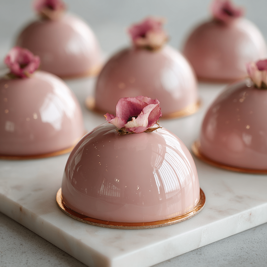 Strawberry Rose Mousse Domes Recipe - Recipe Image