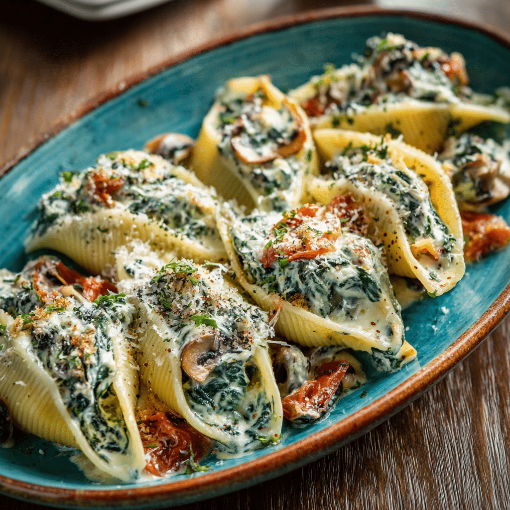Creamy Spinach & Mushroom Stuffed Shells Recipe - Recipe Image