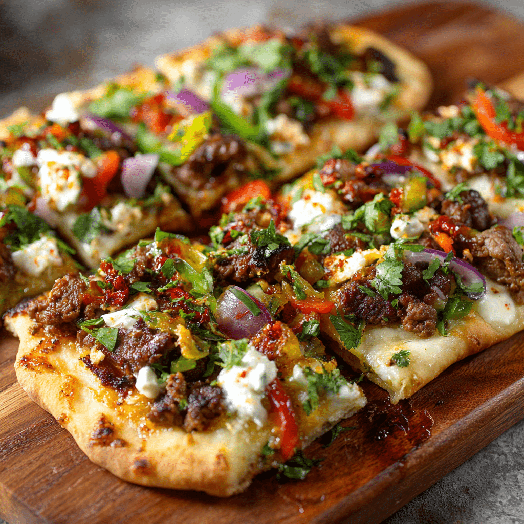 Spicy Mediterranean Lamb Flatbread Recipe - Recipe Image