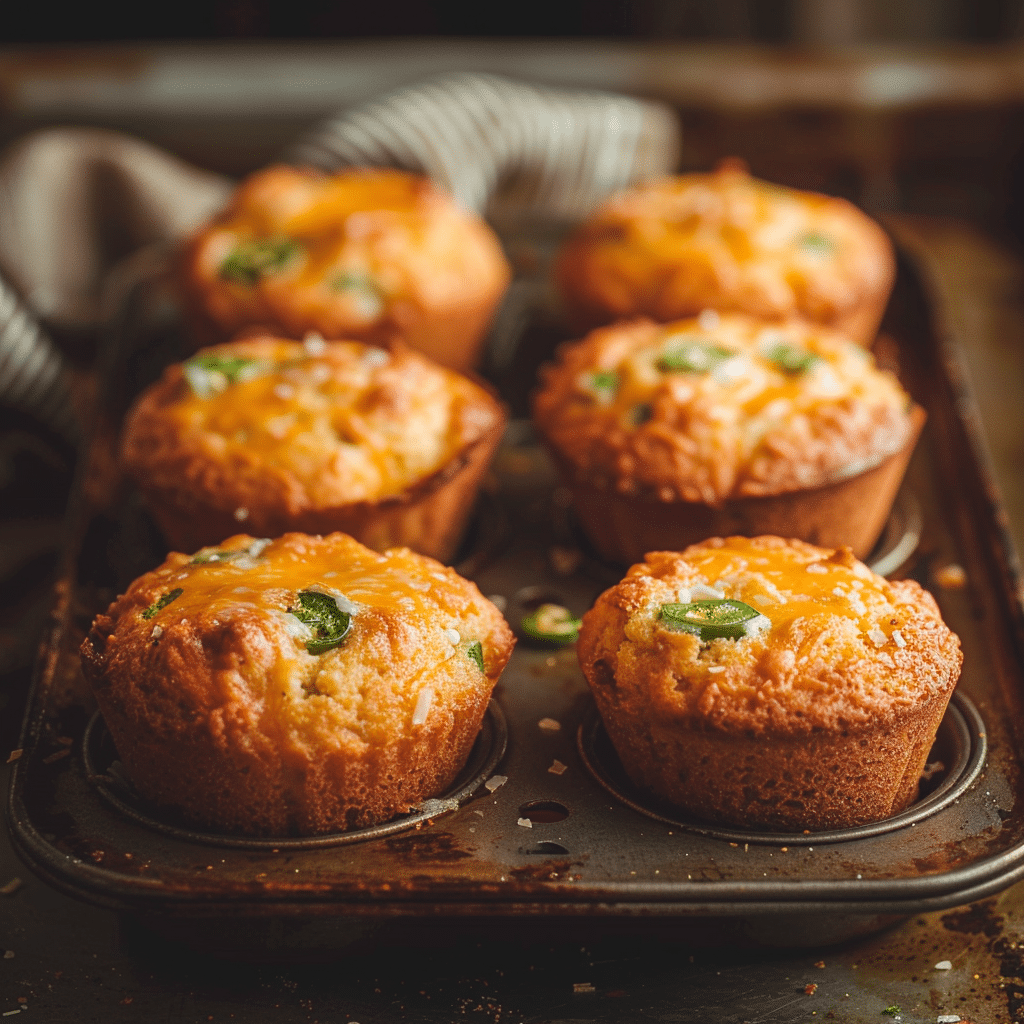 Cheddar and Jalapeño Cornbread Muffins Recipe - Recipe Image