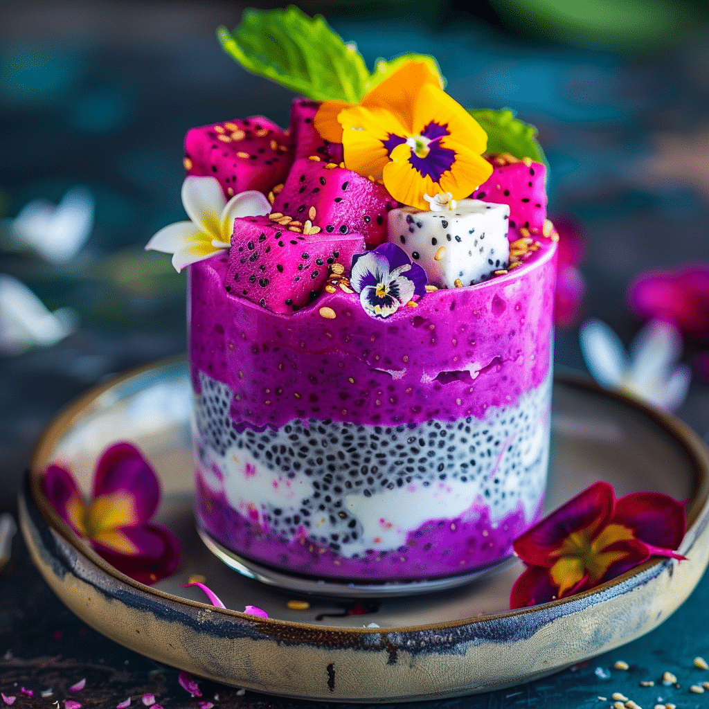 Dragon Fruit Chia Pudding: Vibrant Purple Bliss Recipe - Recipe Image