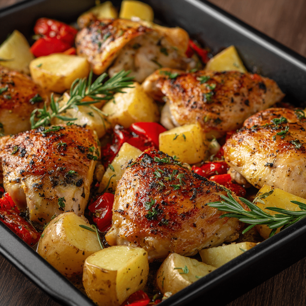Baked Chicken & Potatoes Tray Recipe - Recipe Image