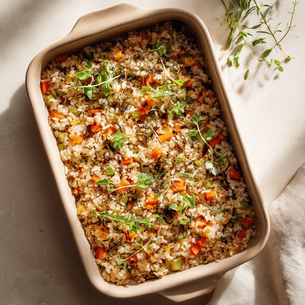 Oven Baked Rice with Vegetables Recipe - Recipe Image