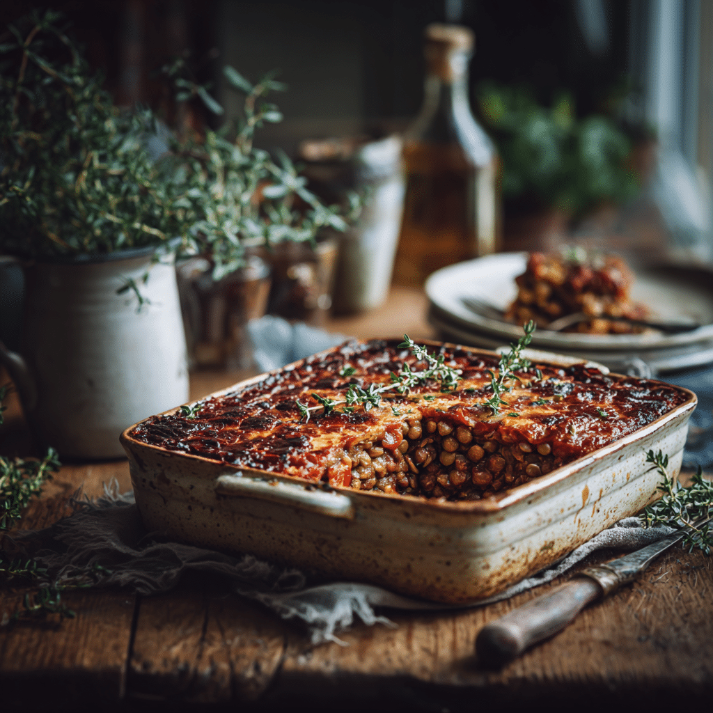 Baked Lentil & Tomato Casserole Recipe - Recipe Image