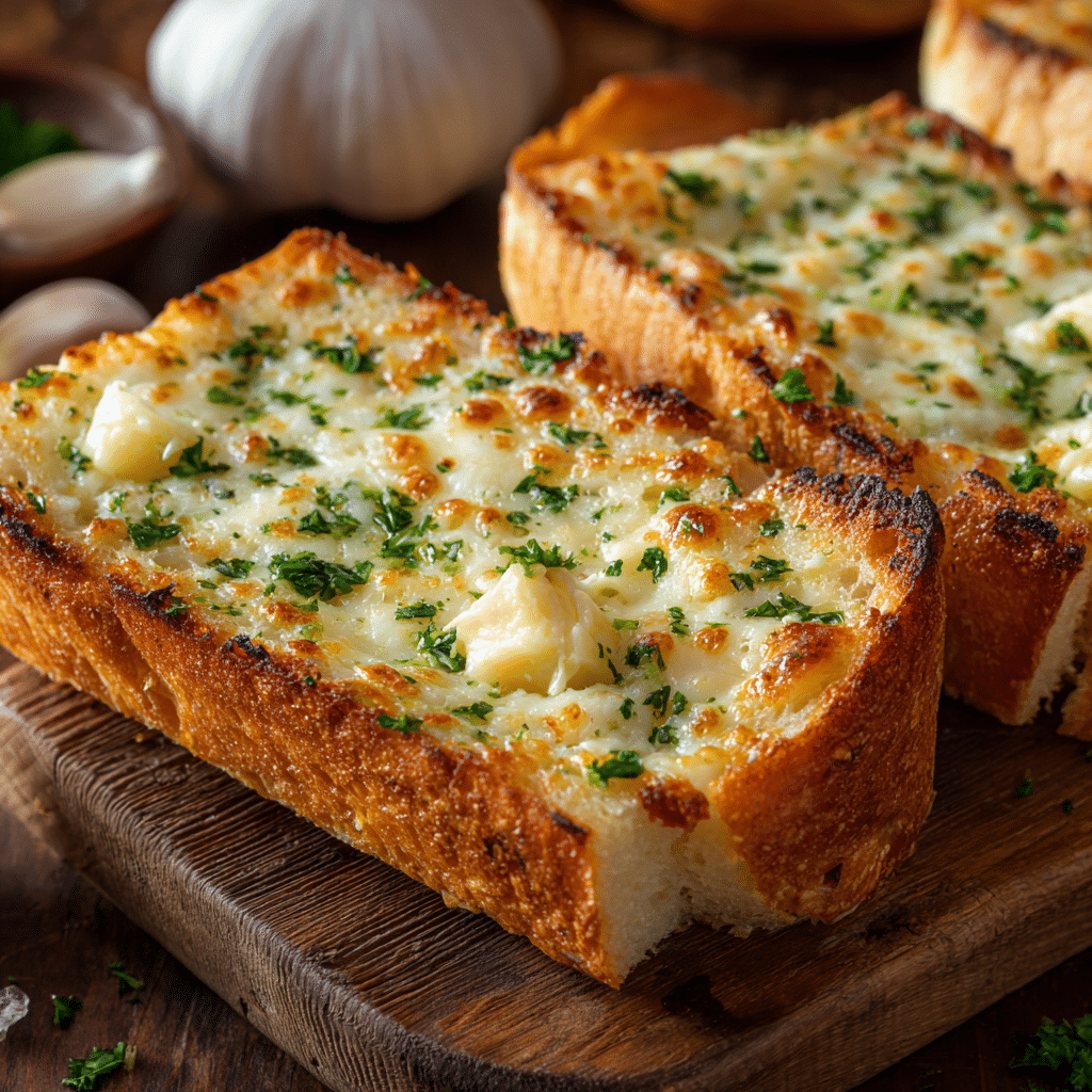 Baked Cheesy Garlic Bread Recipe - Recipe Image