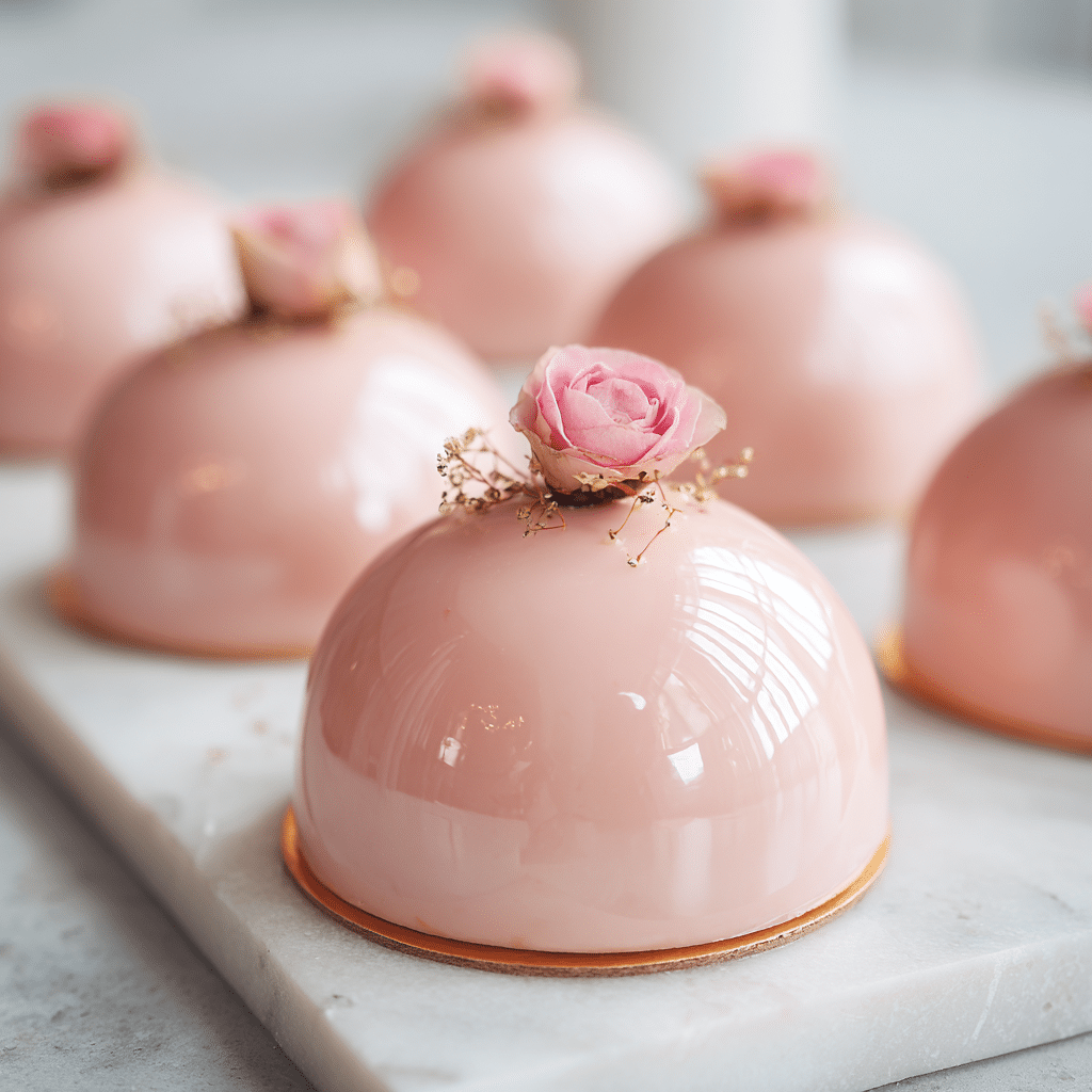 Strawberry Rose Mousse Domes Recipe - Recipe Image
