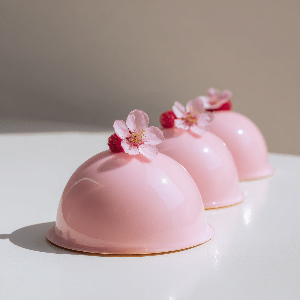 Sakura Raspberry Mirror Domes Recipe - Recipe Image