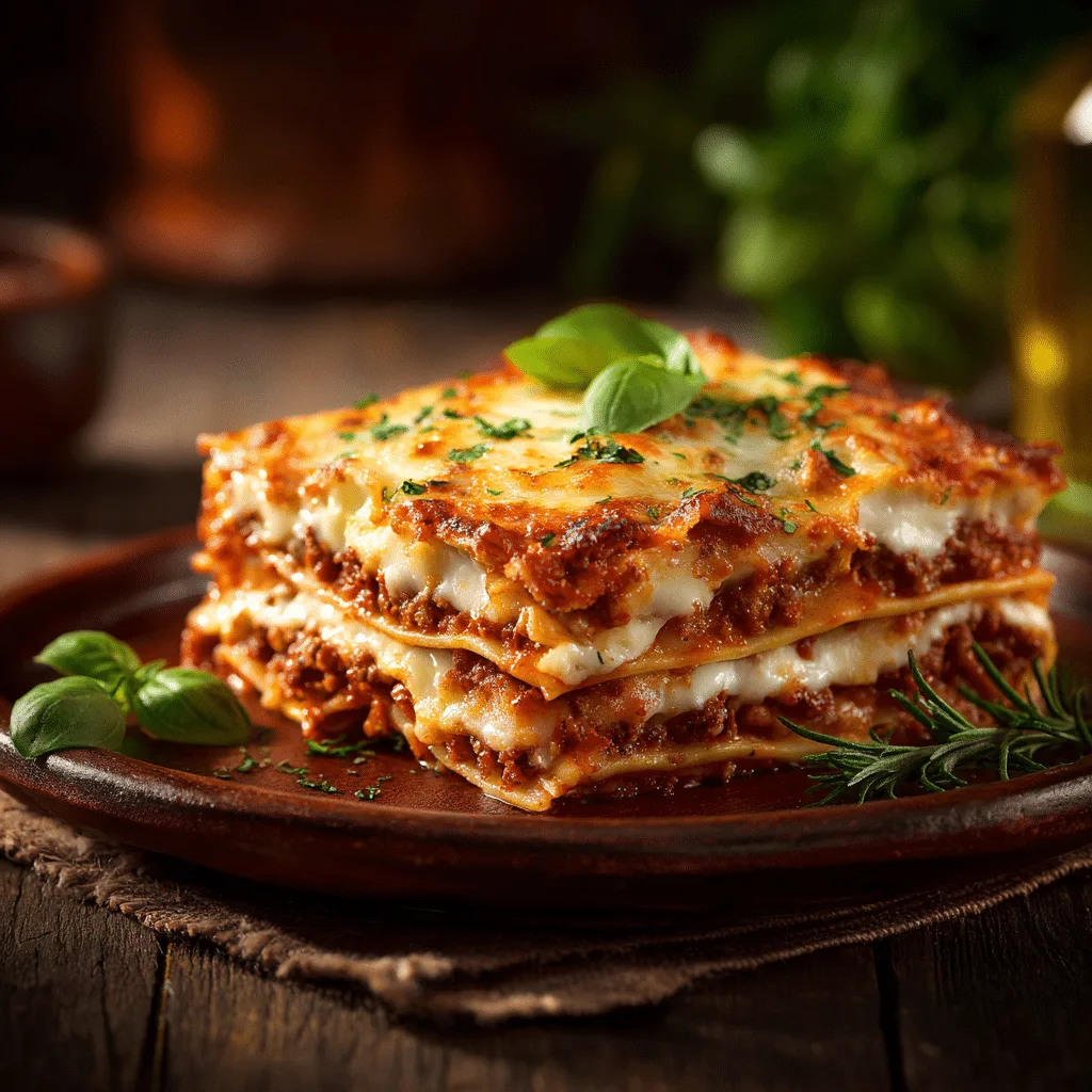 Baked Beef Lasagna with Three Cheeses Recipe - Recipe Image