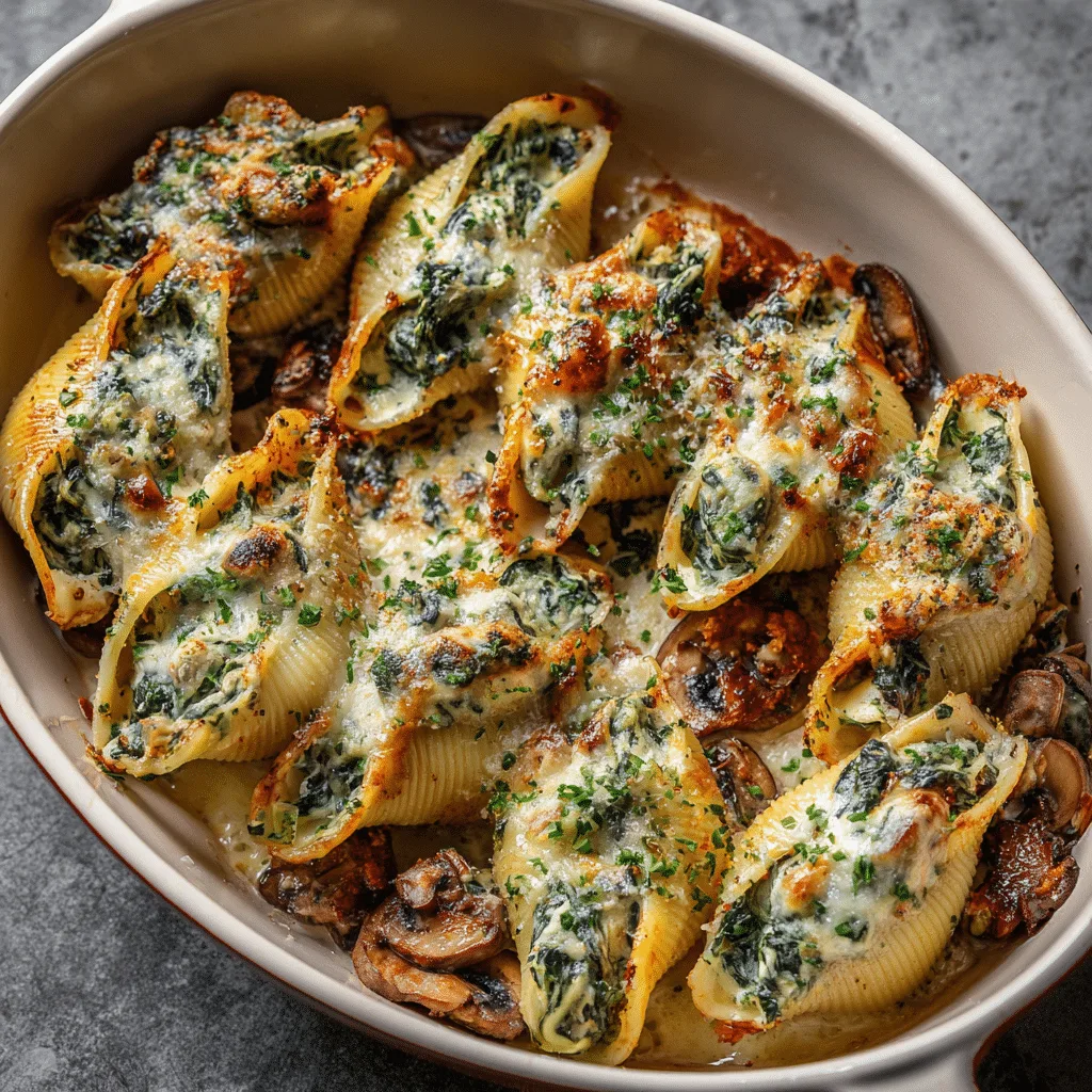 Creamy Spinach & Mushroom Stuffed Shells Recipe - Recipe Image