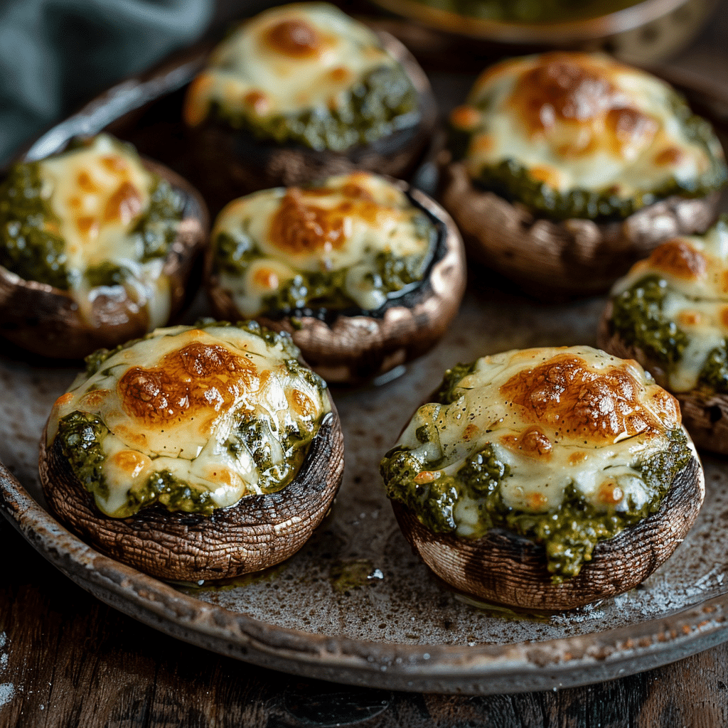 Baked Pesto Stuffed Mushrooms Recipe - Recipe Image