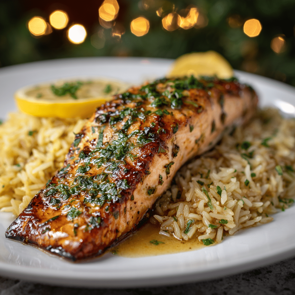 Garlic Butter Salmon with Lemon Rice Recipe