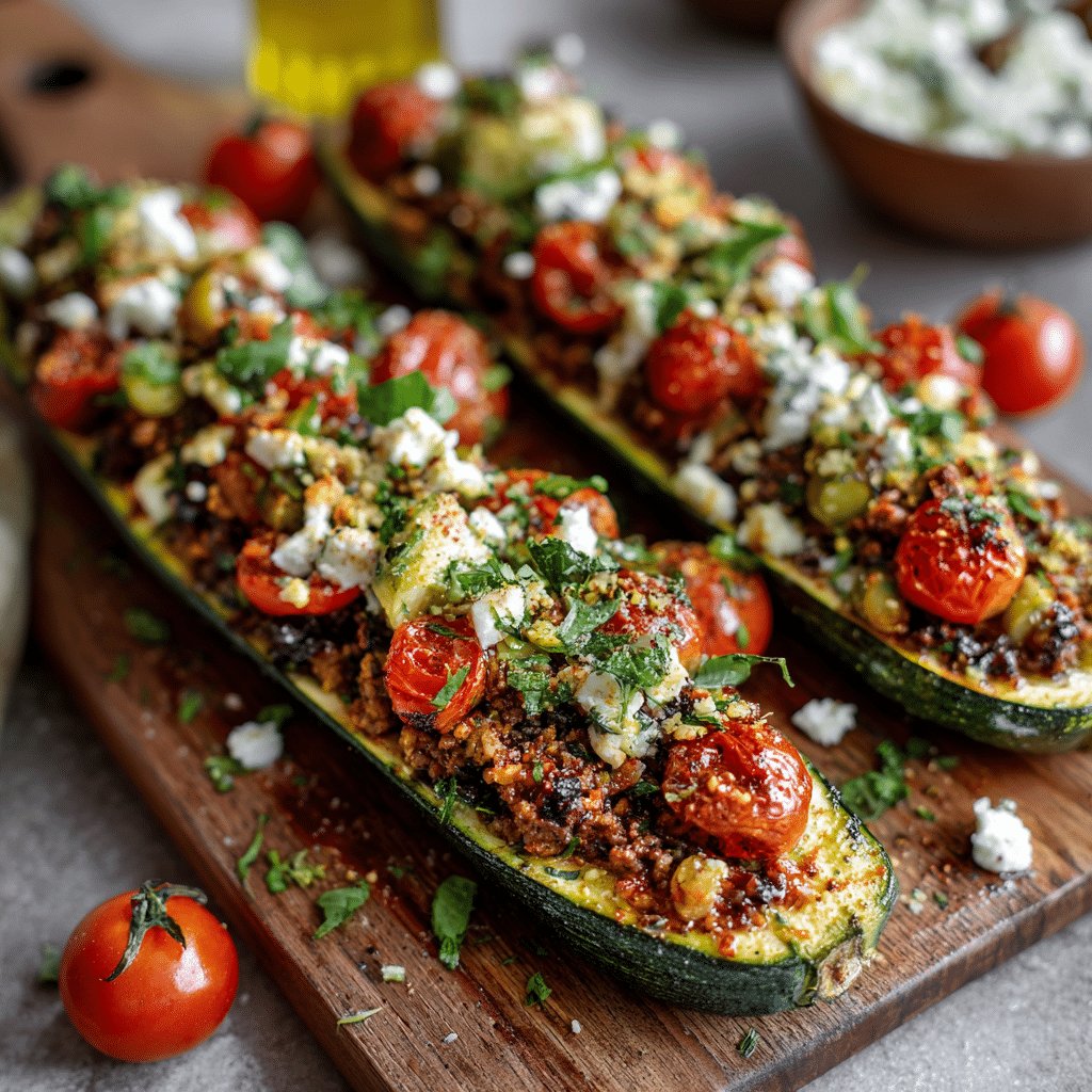Mediterranean Stuffed Zucchini Boats Recipe