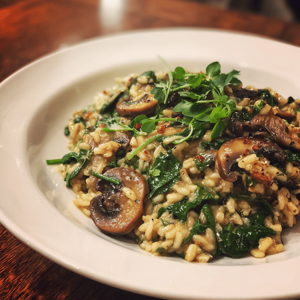 Vegan Mushroom & Spinach Risotto Recipe