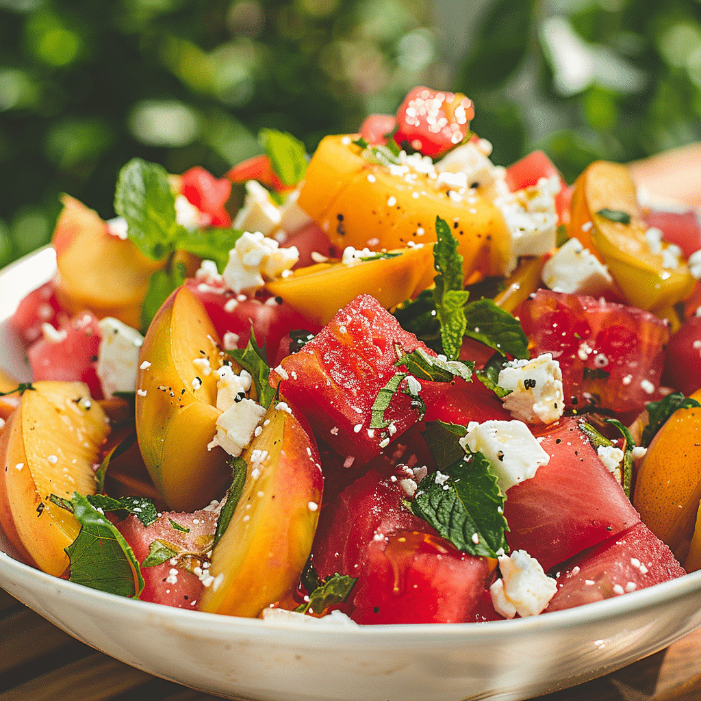 Easy Summer Peach Watermelon Salad Recipe