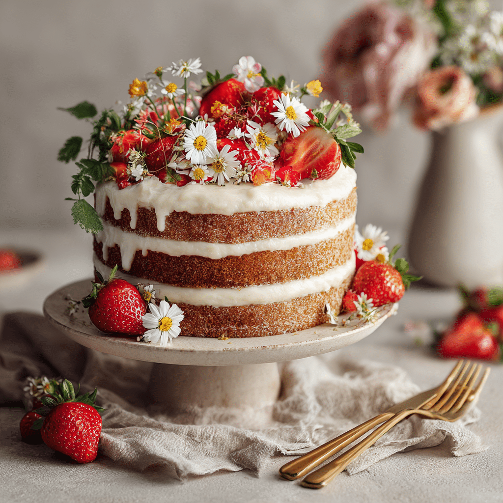 Strawberry Vanilla Celebration Cake Recipe