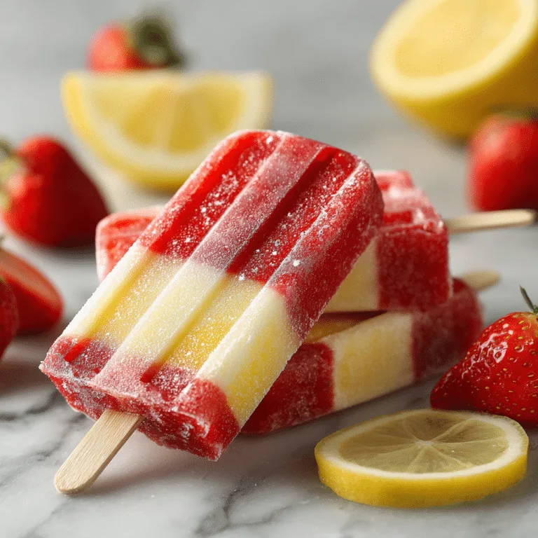 Strawberry Lemon Popsicles Recipe