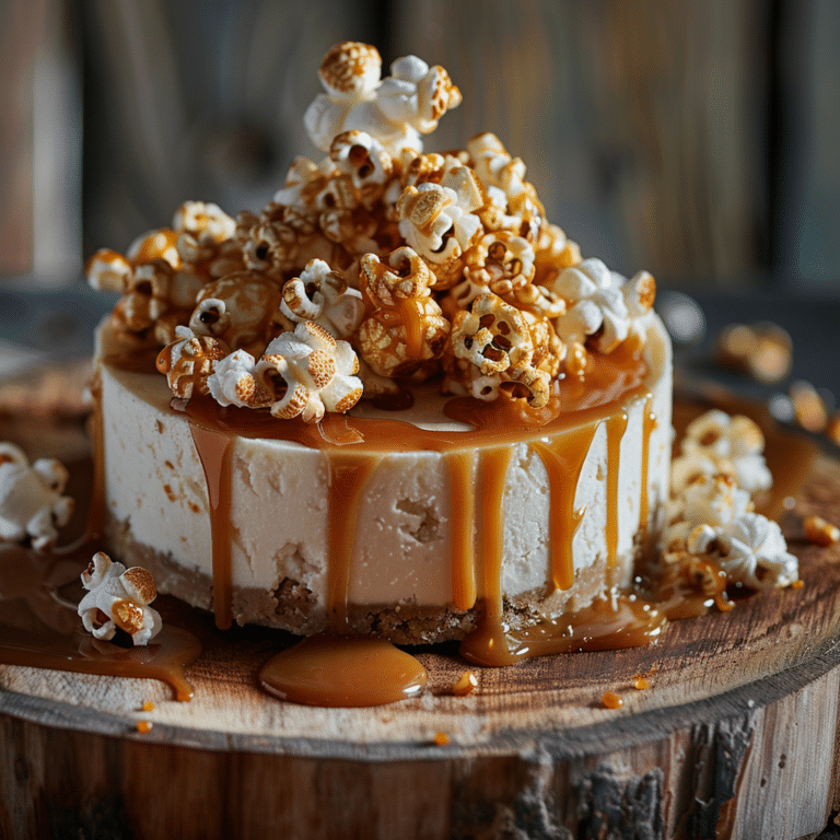 Caramel Popcorn Cheesecake 🍿 Recipe