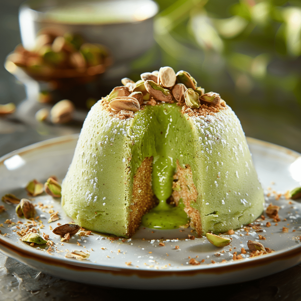 Molten Pistachio Lava Cake 💚 Recipe