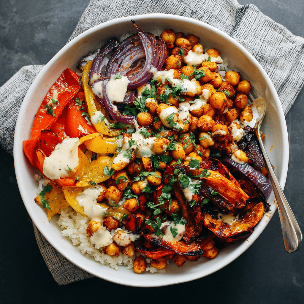 Harissa Roasted Vegetable & Chickpea Bowl Recipe - Recipe Image