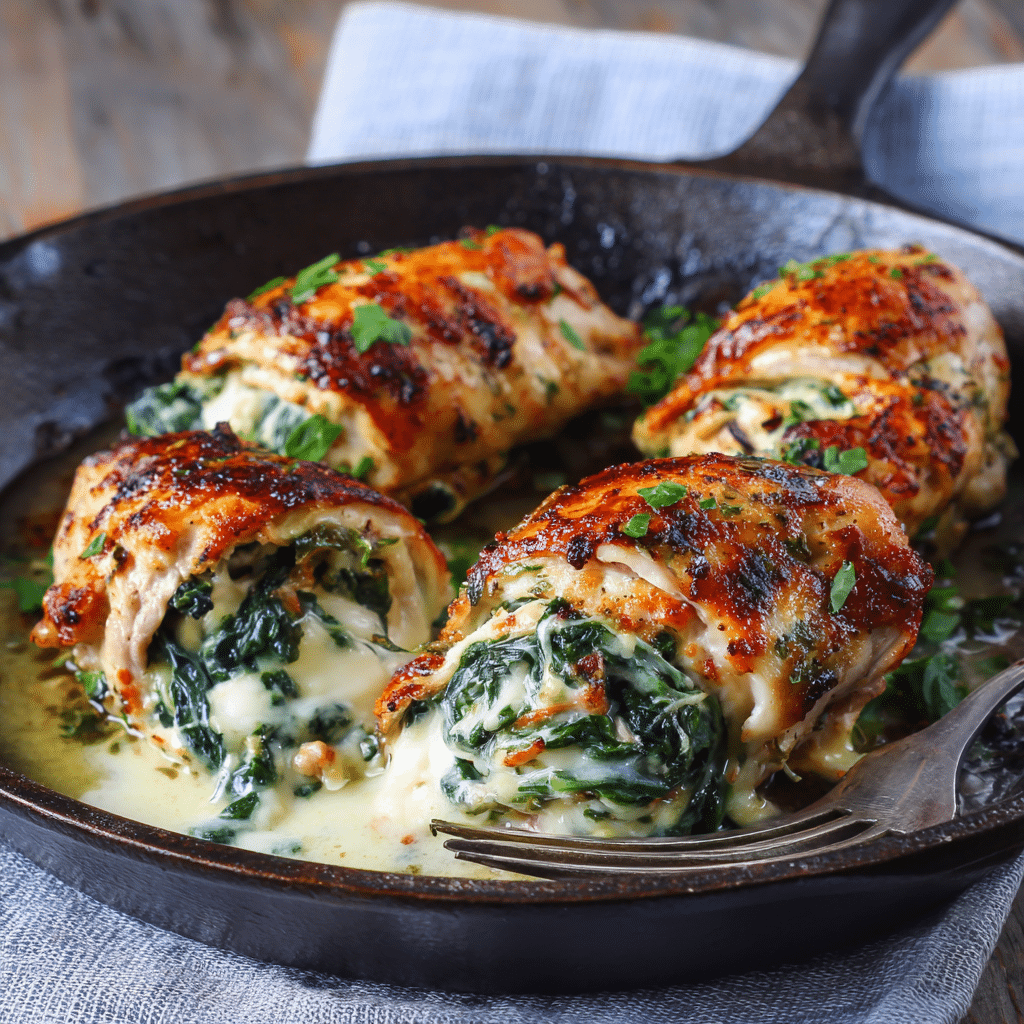 Spinach & Cheese Stuffed Chicken Rolls Recipe - Recipe Image