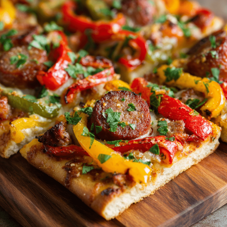 Spicy Sausage & Pepper Flatbread Recipe