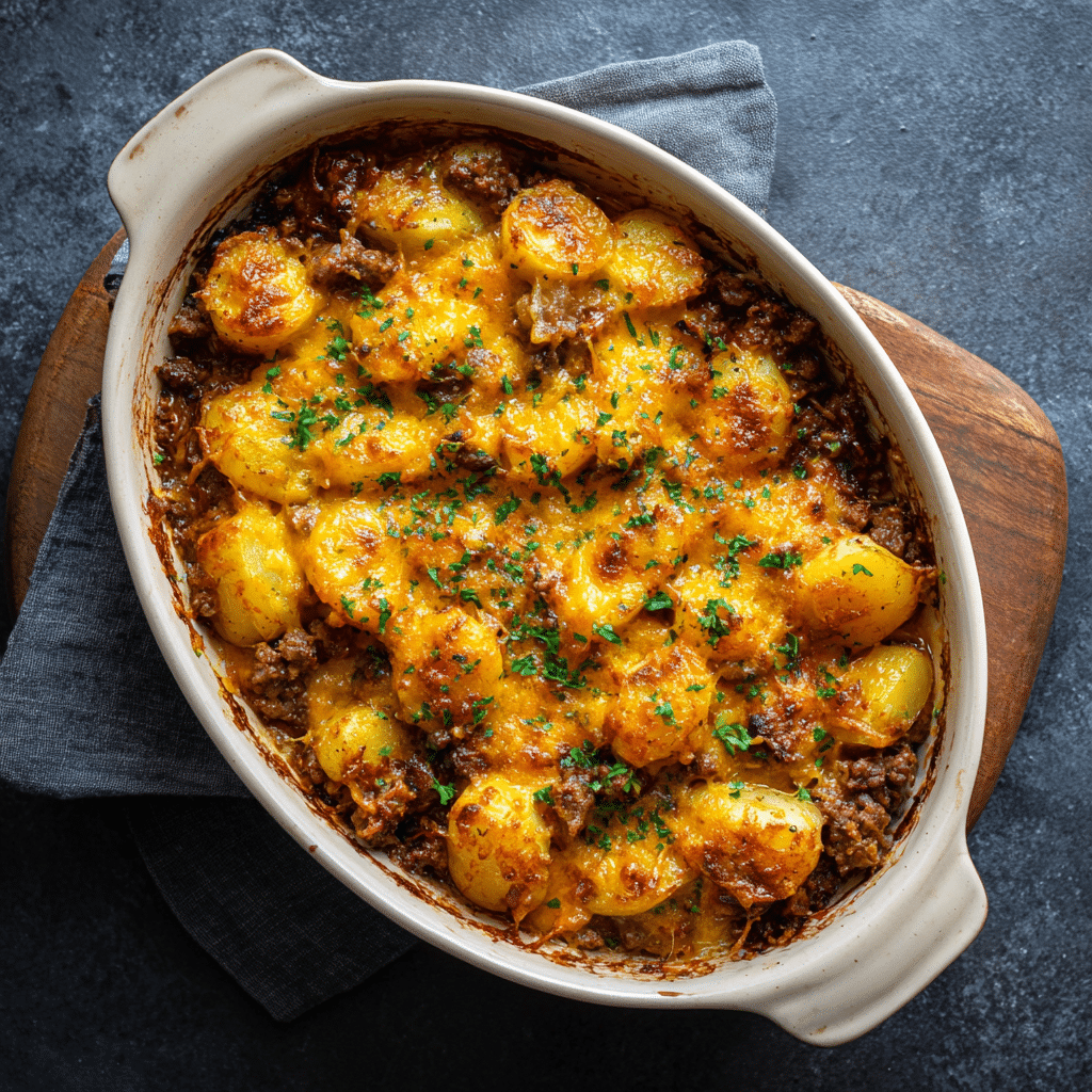 Cheesy Potato & Beef Casserole Recipe - Recipe Image