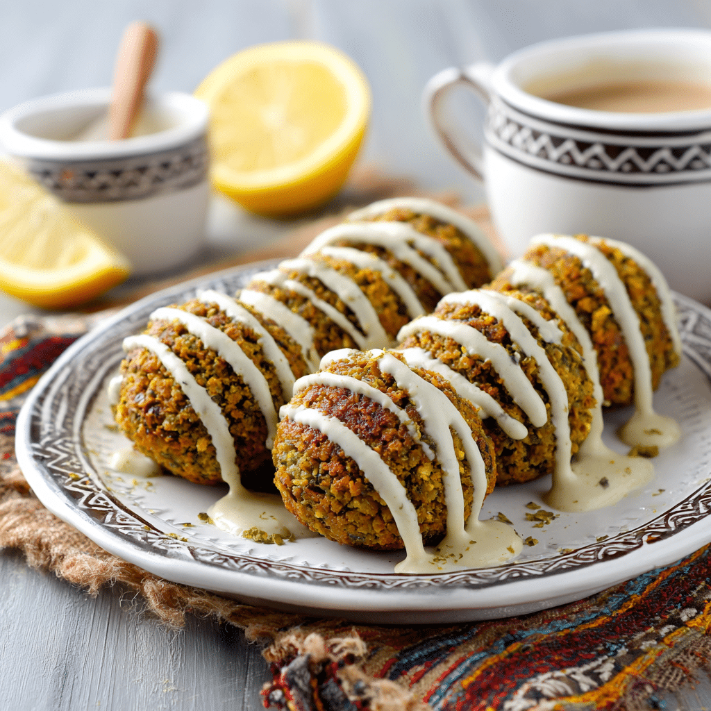 Baked Falafel with Tahini Drizzle Recipe - Recipe Image