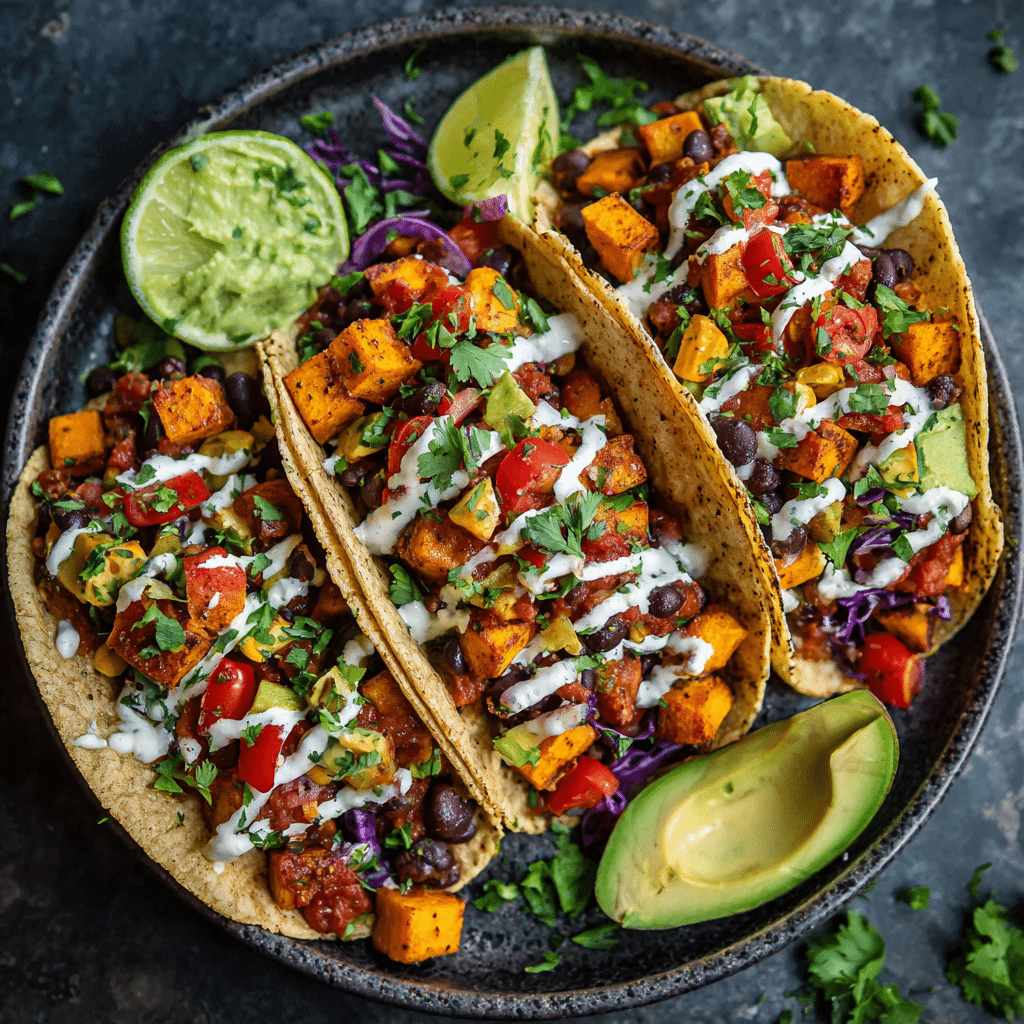 Vegan Sweet Potato & Black Bean Tacos Recipe - Recipe Image