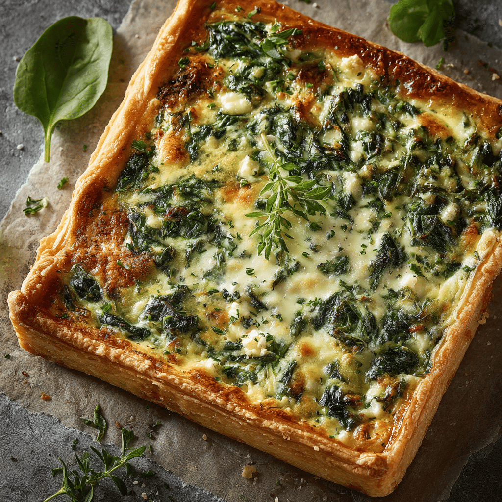 Creamy Spinach Cheese Tart Recipe - Recipe Image