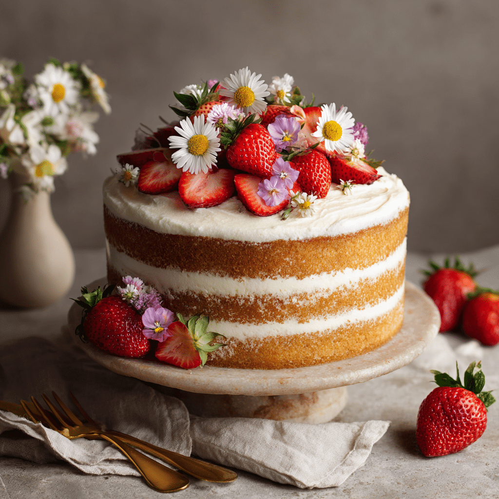 Strawberry Vanilla Celebration Cake Recipe - Recipe Image