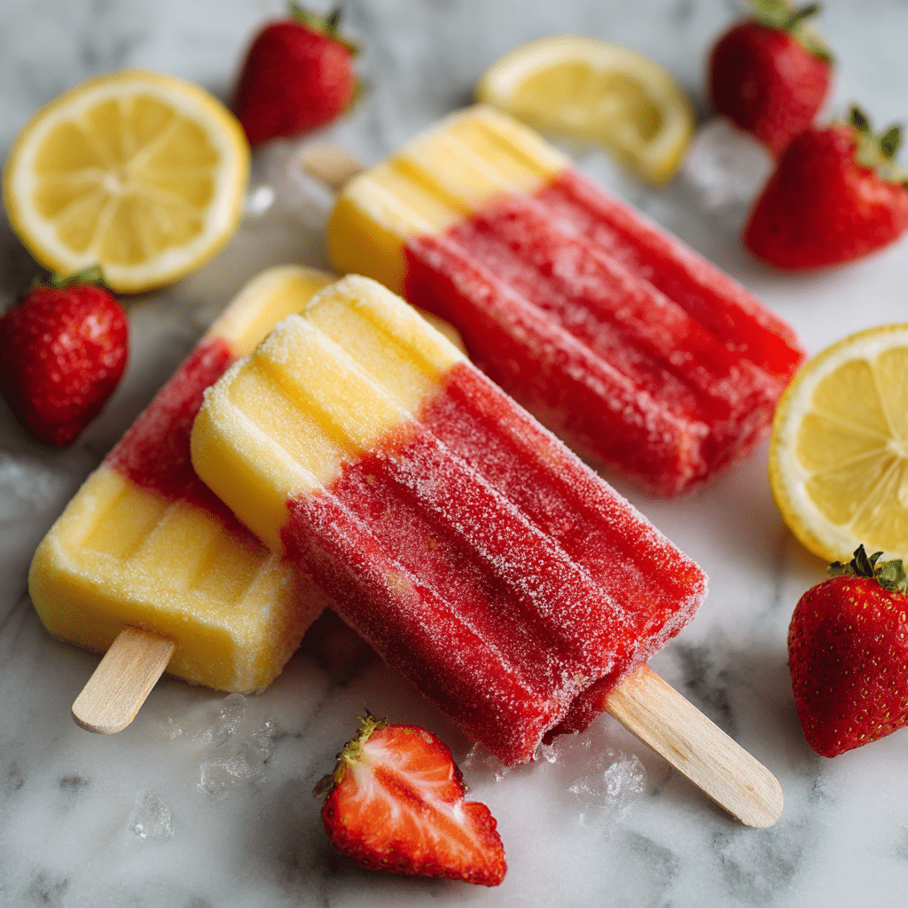 Strawberry Lemon Popsicles Recipe - Recipe Image