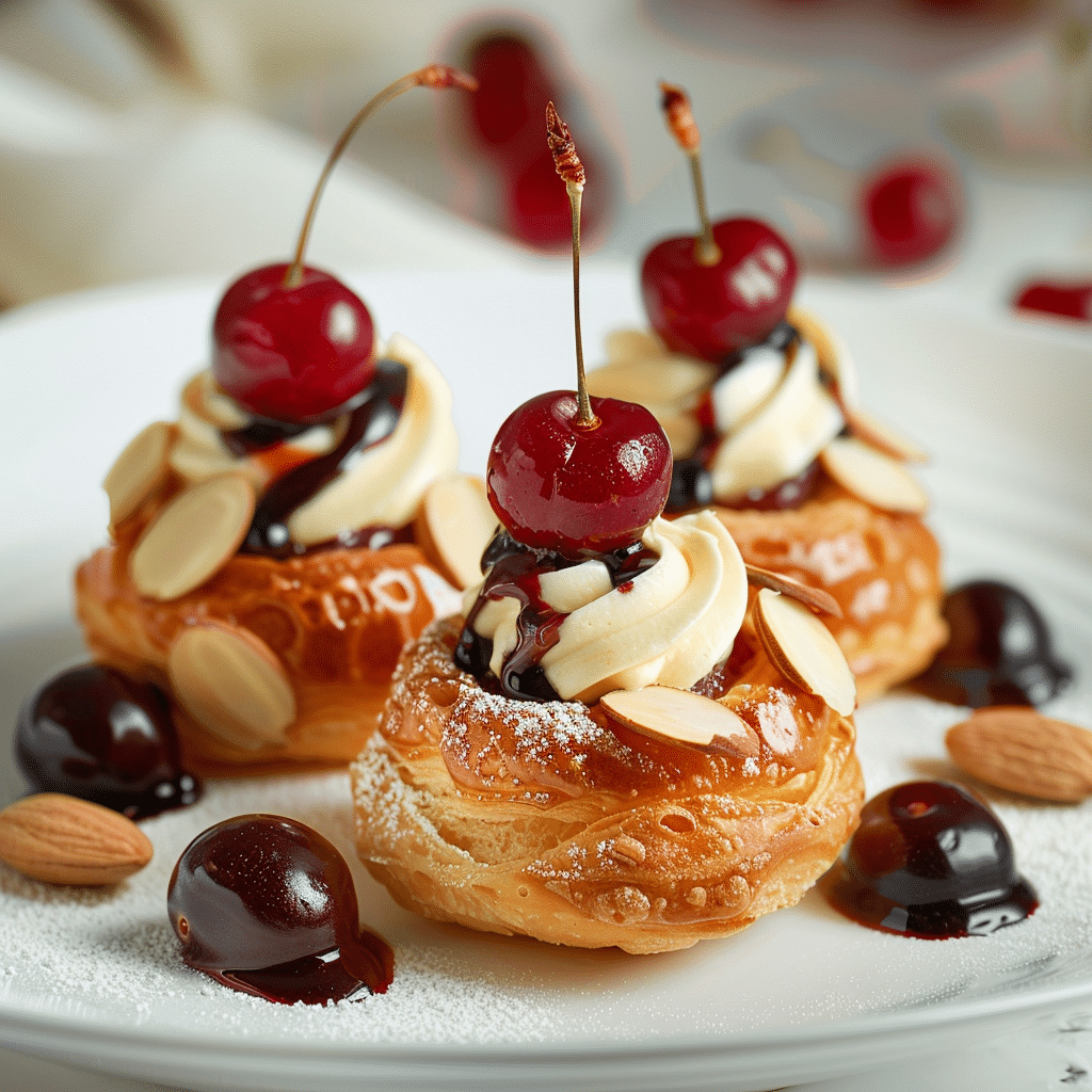 Cherry Almond Profiteroles Recipe - Recipe Image