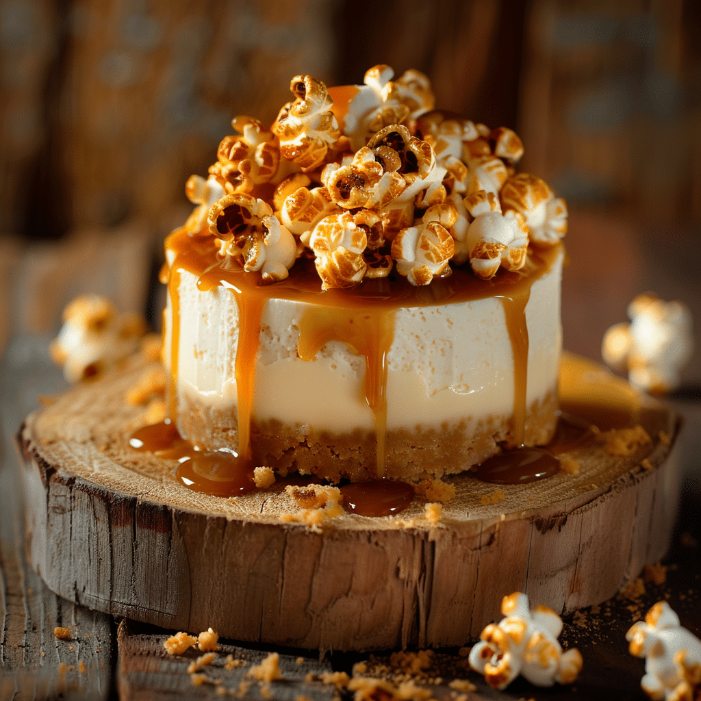 Caramel Popcorn Cheesecake 🍿 Recipe - Recipe Image