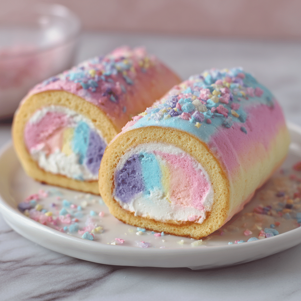 Cotton Candy Ice Cream Rolls 🍭 Recipe - Recipe Image