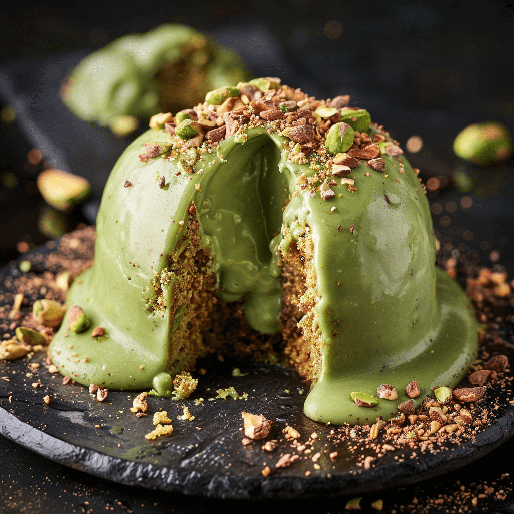 Molten Pistachio Lava Cake 💚 Recipe - Recipe Image