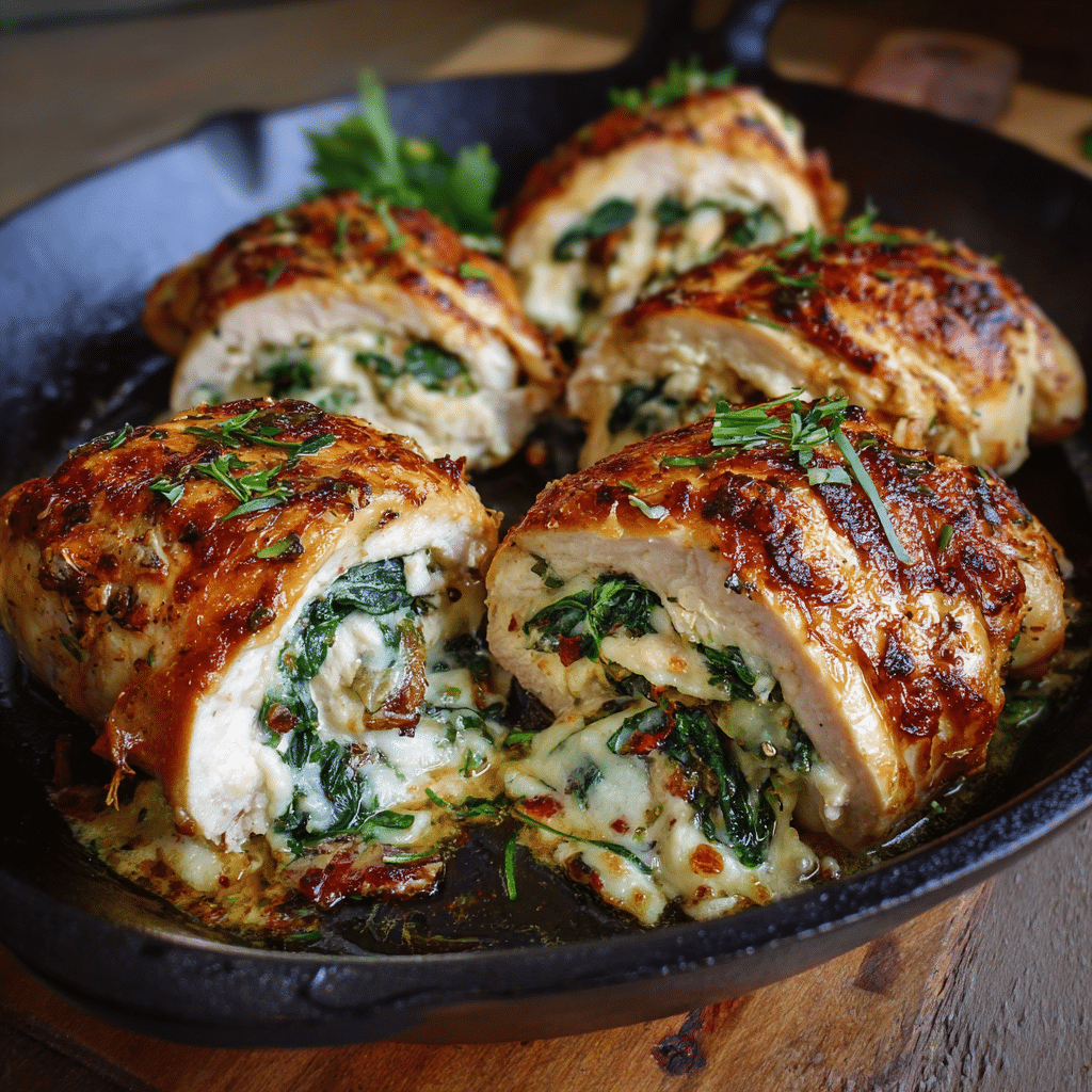 Spinach & Cheese Stuffed Chicken Rolls Recipe - Recipe Image