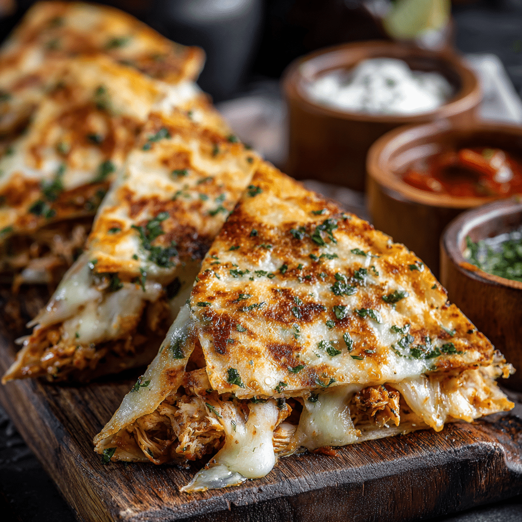 Cheesy Garlic Chicken Quesadillas Recipe - Recipe Image