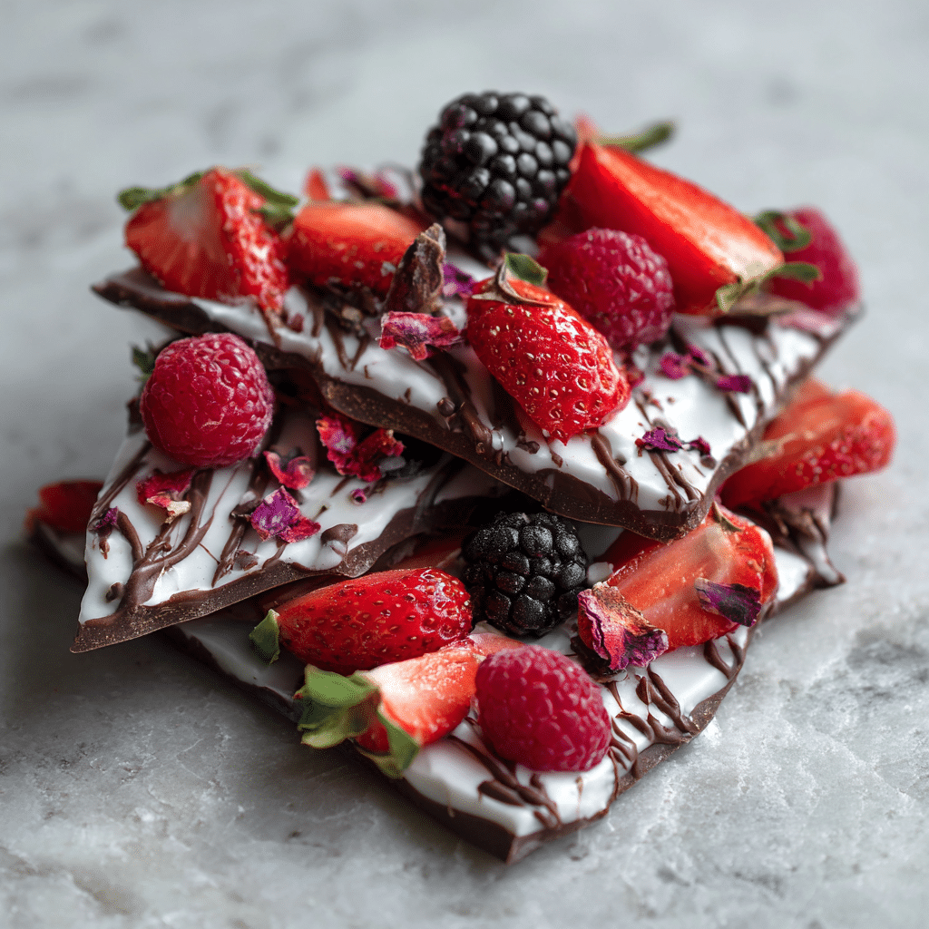 Berry Strawberry Chocolate Yogurt Bark Recipe - Recipe Image