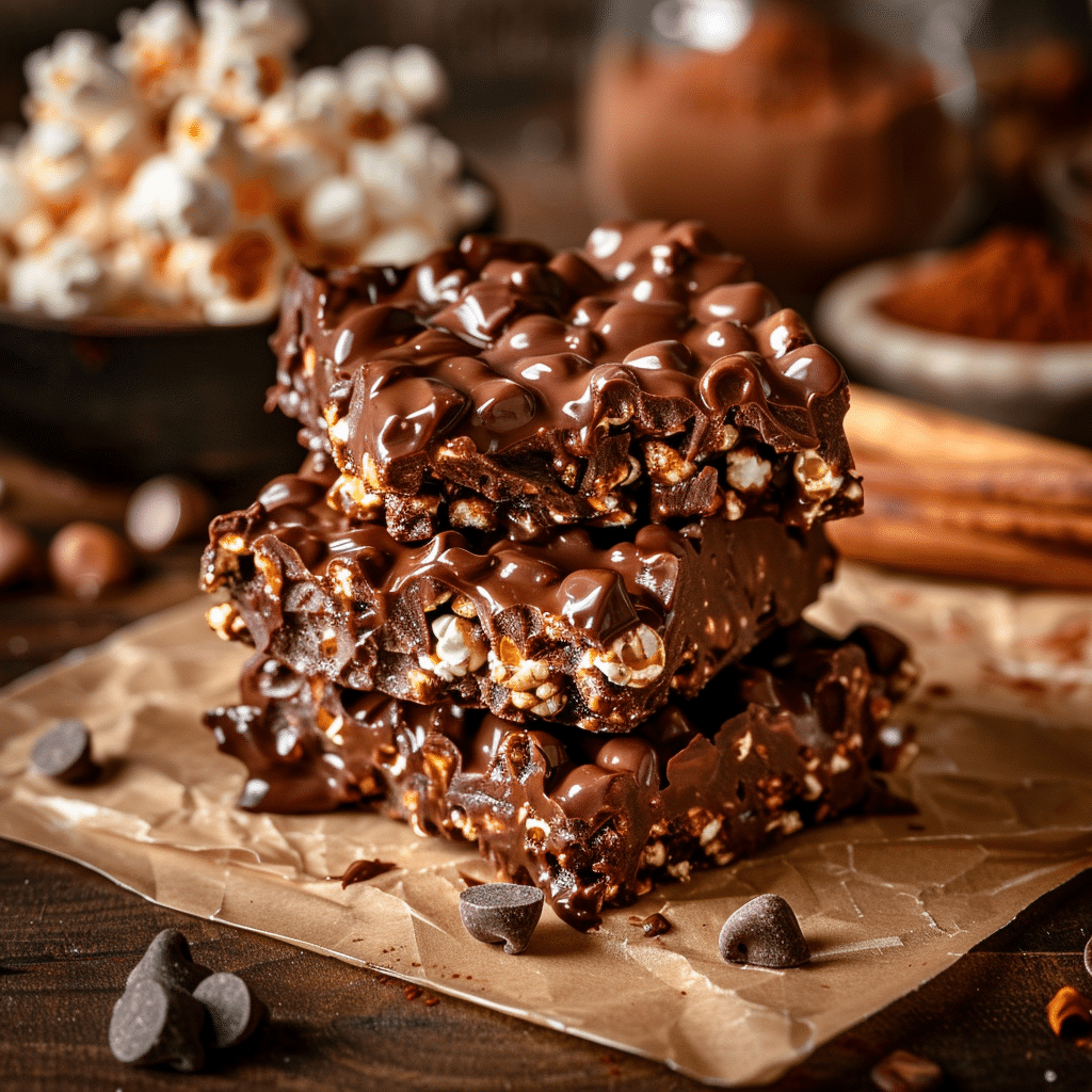 Chocolate Popcorn Bars Recipe - Recipe Image