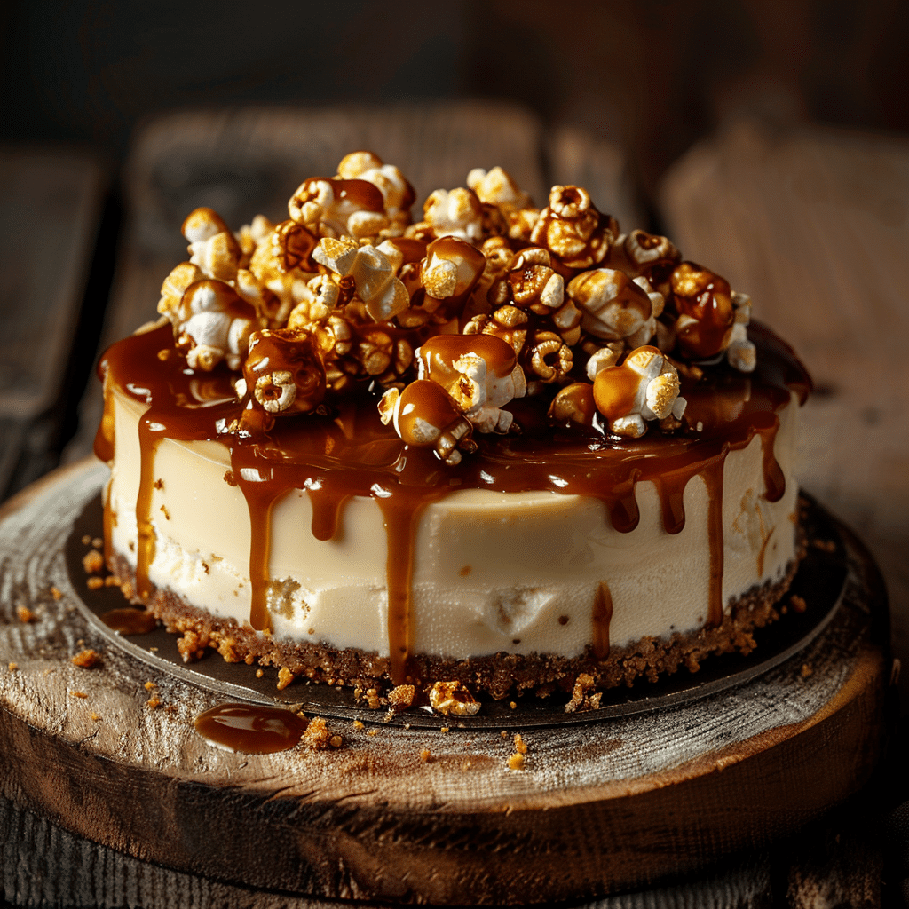 Caramel Popcorn Cheesecake 🍿 Recipe - Recipe Image