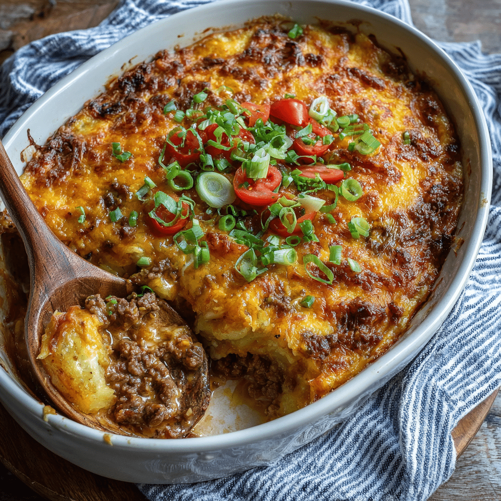 Cheesy Potato & Beef Casserole Recipe - Recipe Image