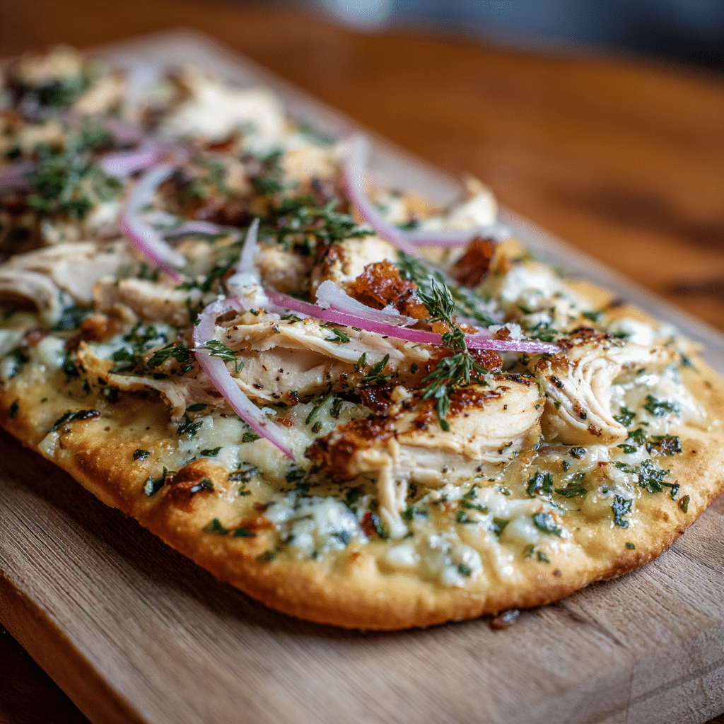 Garlic Herb Chicken Flatbread Recipe - Recipe Image