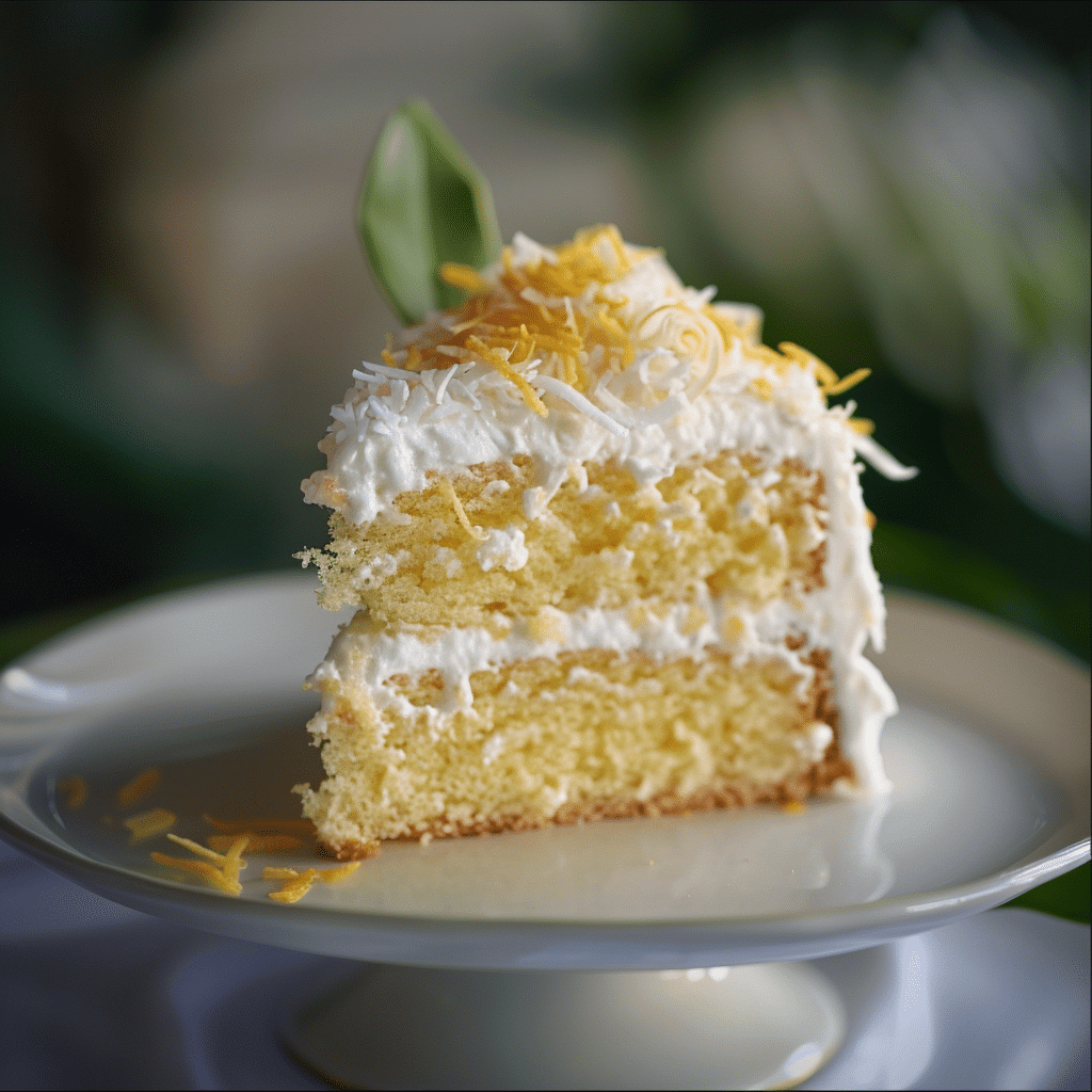 Lemon Coconut Bliss Cake: Zesty & Tropical Recipe - Recipe Image