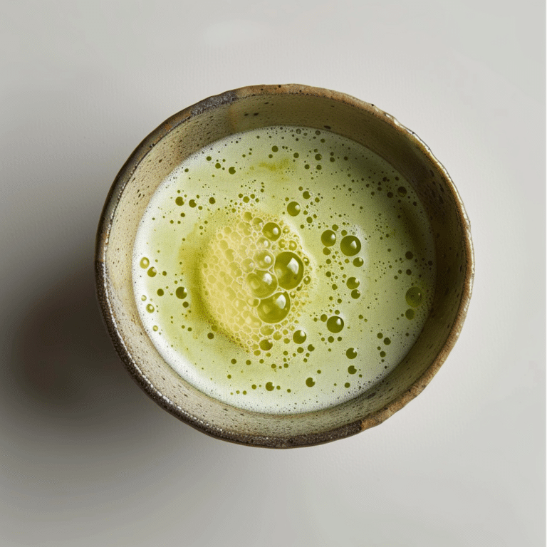 Matcha Rice Custard with Yuzu Citrus Foam Recipe