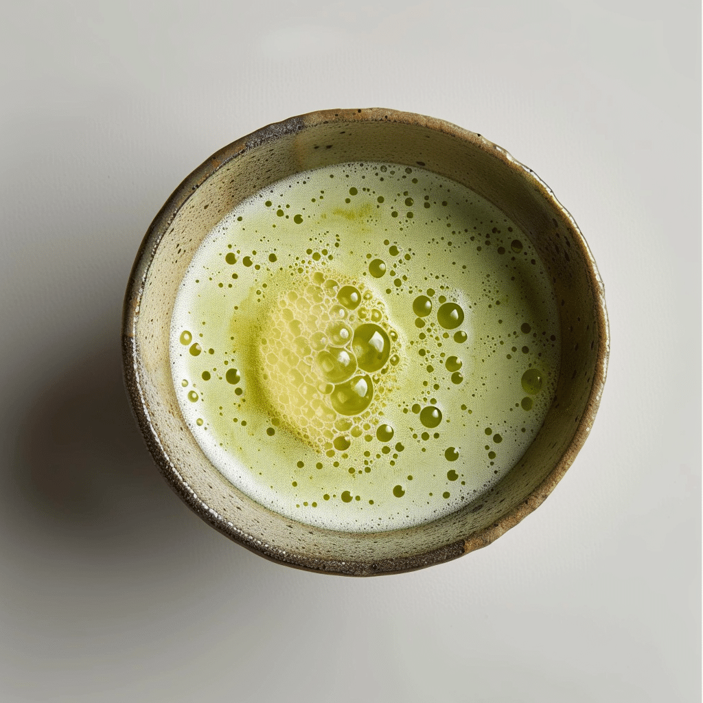 Matcha Rice Custard with Yuzu Citrus Foam Recipe