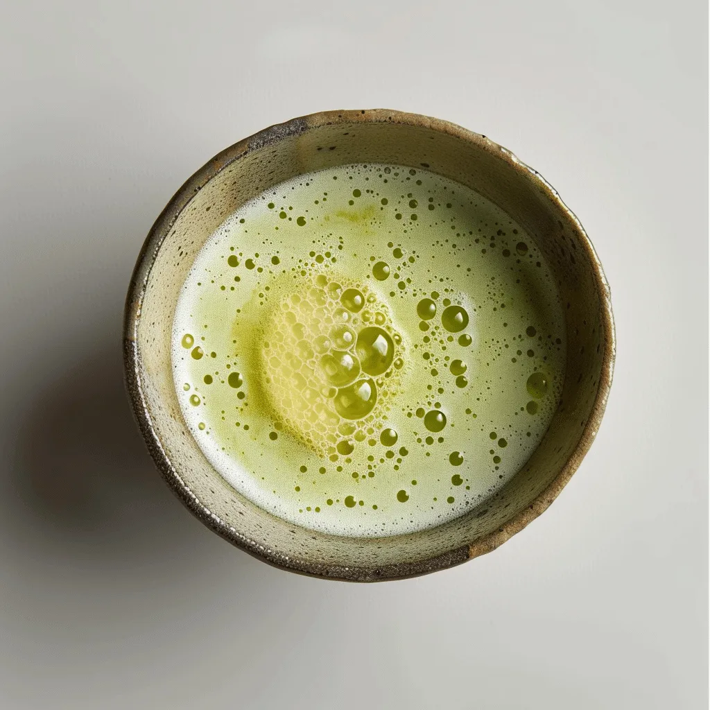 Matcha Rice Custard with Yuzu Citrus Foam Recipe