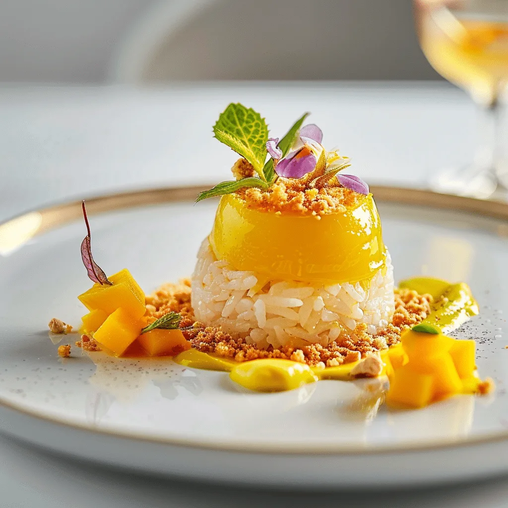 Coconut Saffron Rice with Mango Gel and Pistachio Crumble Recipe